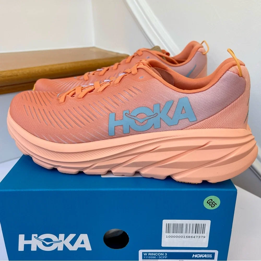 NWT Hoka Rincon 3 women’s running shoes , brand new in box , coral salmon orange - Picture 2 of 16